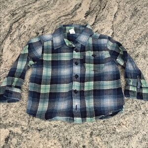Plaid Kids Shirt - Blue and Green l 3T
